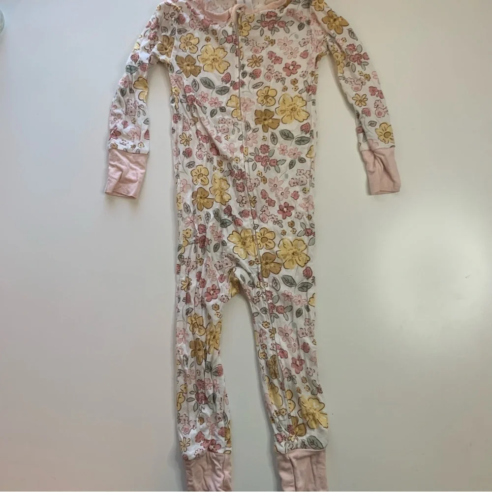 Floral Kids Footie‎ Pajama - Pink and Yellow